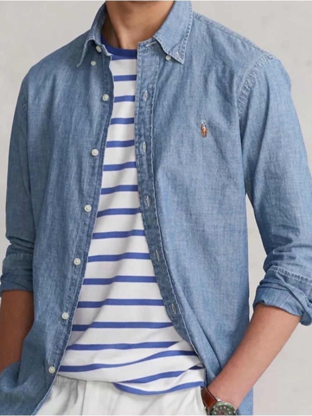 Polo by Ralph Lauren Men's Chambray Blue Button-Down Shirt